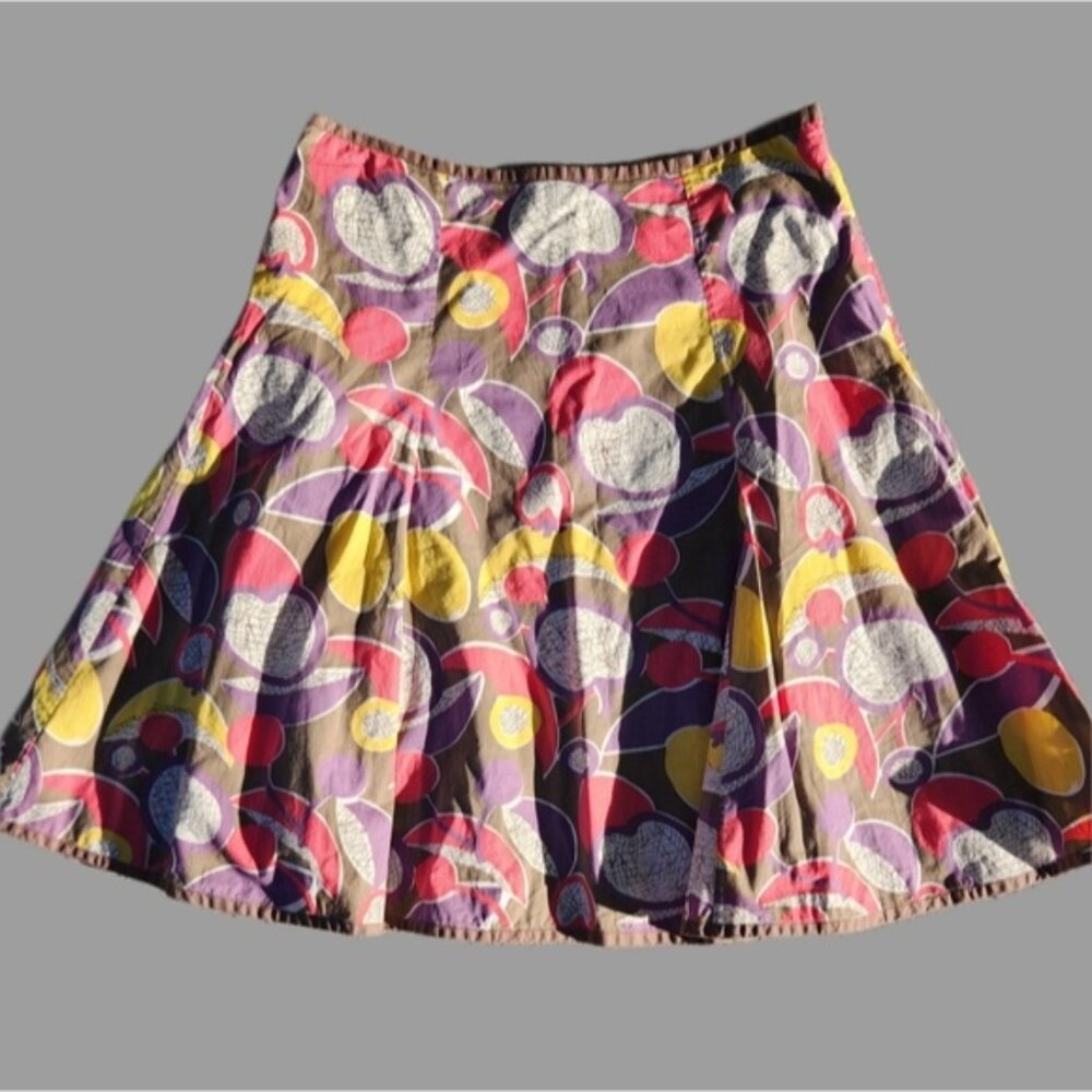 Boden Cotton 30" Lined Twirl Skirt Geometric‎ Retro Stylized Pattern